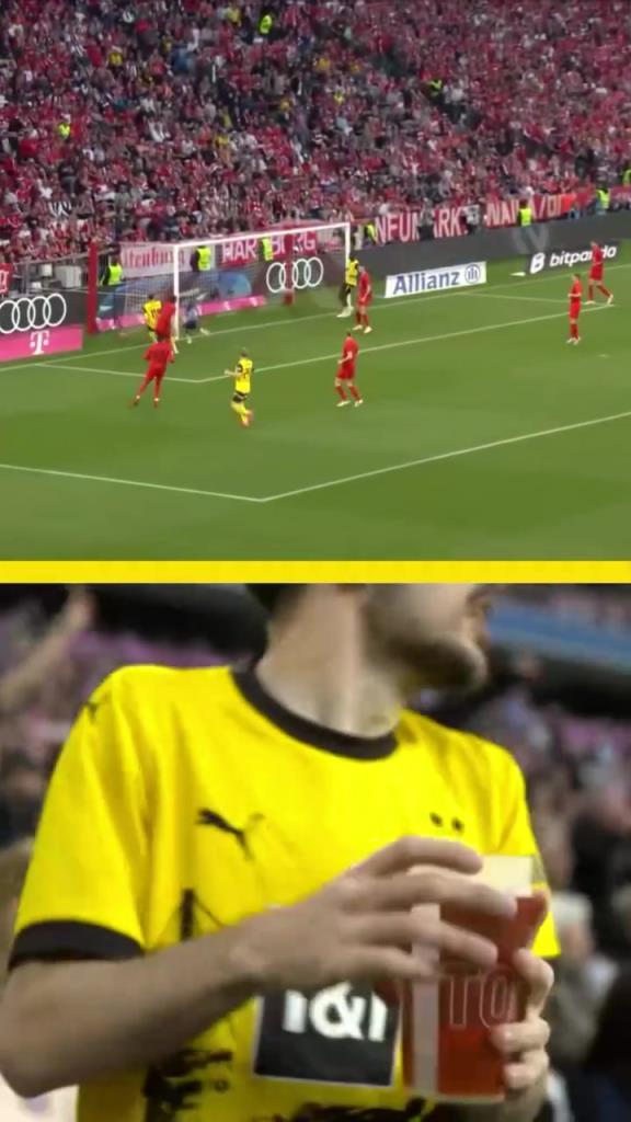 勇者無(wú)懼！這是真多特球迷！在拜仁球迷區(qū)一個(gè)人肆意慶祝！