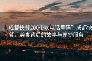 “成都快餐200帶吹電話號碼”成都快餐，美食背后的故事與便捷服務(wù)