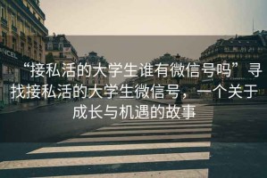 “接私活的大學(xué)生誰有微信號嗎”尋找接私活的大學(xué)生微信號，一個關(guān)于成長與機(jī)遇的故事