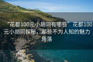 “花都100元小胡同有哪些”花都100元小胡同探秘，那些不為人知的魅力角落