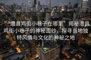 “澧縣雞街小巷子在哪里”揭秘澧縣雞街小巷子的神秘面紗，探尋當?shù)鬲毺仫L情與文化的神秘之地