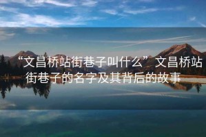 “文昌橋站街巷子叫什么”文昌橋站街巷子的名字及其背后的故事