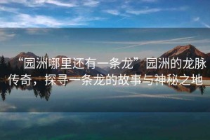“園洲哪里還有一條龍”園洲的龍脈傳奇，探尋一條龍的故事與神秘之地