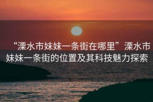 “溧水市妹妹一條街在哪里”溧水市妹妹一條街的位置及其科技魅力探索
