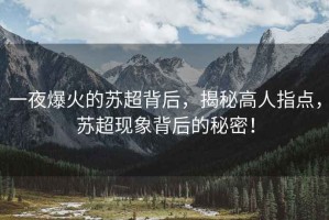 一夜爆火的蘇超背后，揭秘高人指點，蘇超現(xiàn)象背后的秘密！