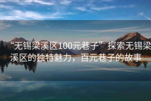 “無錫梁溪區(qū)100元巷子”探索無錫梁溪區(qū)的獨(dú)特魅力，百元巷子的故事