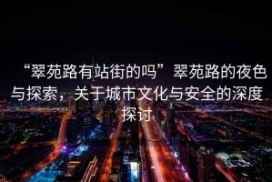 “翠苑路有站街的嗎”翠苑路的夜色與探索，關(guān)于城市文化與安全的深度探討