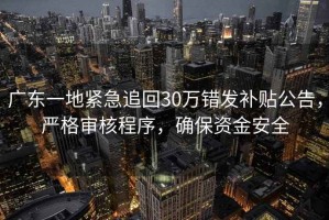 廣東一地緊急追回30萬錯發(fā)補貼公告，嚴格審核程序，確保資金安全