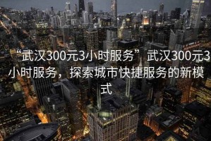 “武漢300元3小時(shí)服務(wù)”武漢300元3小時(shí)服務(wù)，探索城市快捷服務(wù)的新模式