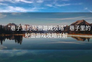 “巷子里的秘密游戲攻略”巷子里的秘密游戲攻略詳解