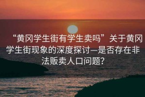 “黃岡學(xué)生街有學(xué)生賣(mài)嗎”關(guān)于黃岡學(xué)生街現(xiàn)象的深度探討—是否存在非法販賣(mài)人口問(wèn)題？