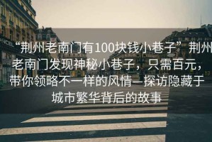 “荊州老南門有100塊錢小巷子”荊州老南門發(fā)現(xiàn)神秘小巷子，只需百元，帶你領(lǐng)略不一樣的風情—探訪隱藏于城市繁華背后的故事