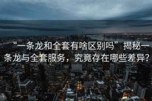“一條龍和全套有啥區(qū)別嗎”揭秘一條龍與全套服務(wù)，究竟存在哪些差異？