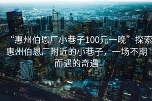 “惠州伯恩廠小巷子100元一晚”探索惠州伯恩廠附近的小巷子，一場不期而遇的奇遇
