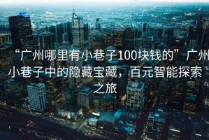“廣州哪里有小巷子100塊錢的”廣州小巷子中的隱藏寶藏，百元智能探索之旅