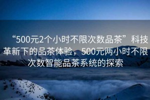“500元2個(gè)小時(shí)不限次數(shù)品茶”科技革新下的品茶體驗(yàn)，500元兩小時(shí)不限次數(shù)智能品茶系統(tǒng)的探索