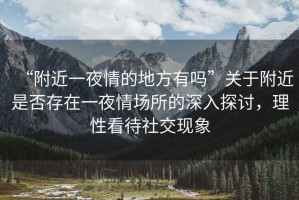 “附近一夜情的地方有嗎”關(guān)于附近是否存在一夜情場所的深入探討，理性看待社交現(xiàn)象