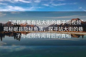 “岷縣哪里有站大街的巷子啊視頻”揭秘岷縣隱秘角落，探尋站大街的巷子與視頻傳聞背后的真相
