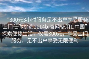 “300元3小時(shí)服務(wù)足不出戶享受服務(wù)上門(mén)任你挑選1114b.官網(wǎng)備用1.中國(guó)”探索便捷生活，僅需300元，享受上門(mén)服務(wù)，足不出戶享受無(wú)限便利