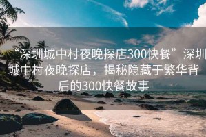 “深圳城中村夜晚探店300快餐”深圳城中村夜晚探店，揭秘隱藏于繁華背后的300快餐故事