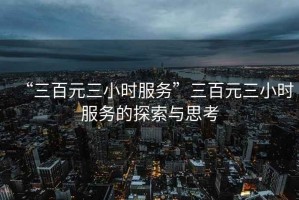 “三百元三小時服務(wù)”三百元三小時服務(wù)的探索與思考