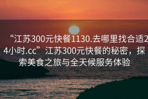 “江蘇300元快餐1130.去哪里找合適24小時.cc”江蘇300元快餐的秘密，探索美食之旅與全天候服務(wù)體驗