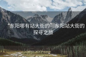 “東陽哪有站大街的”東陽站大街的探尋之旅
