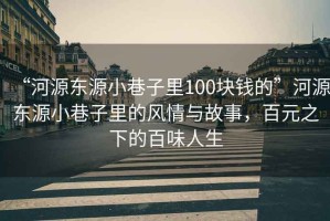 “河源東源小巷子里100塊錢的”河源東源小巷子里的風情與故事，百元之下的百味人生