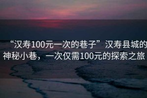“漢壽100元一次的巷子”漢壽縣城的神秘小巷，一次僅需100元的探索之旅