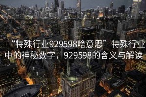 “特殊行業(yè)929598啥意思”特殊行業(yè)中的神秘數(shù)字，929598的含義與解讀