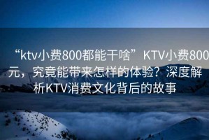 “ktv小費800都能干啥”KTV小費800元，究竟能帶來怎樣的體驗？深度解析KTV消費文化背后的故事