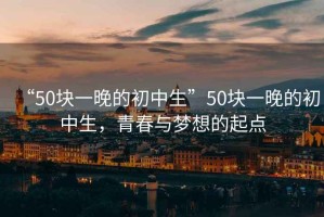 “50塊一晚的初中生”50塊一晚的初中生，青春與夢想的起點
