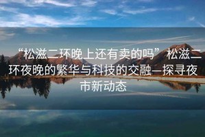 “松滋二環(huán)晚上還有賣的嗎”松滋二環(huán)夜晚的繁華與科技的交融—探尋夜市新動(dòng)態(tài)