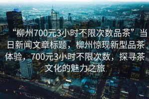 “柳州700元3小時(shí)不限次數(shù)品茶”當(dāng)日新聞文章標(biāo)題，柳州驚現(xiàn)新型品茶體驗(yàn)，700元3小時(shí)不限次數(shù)，探尋茶文化的魅力之旅