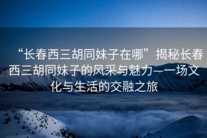 “長(zhǎng)春西三胡同妹子在哪”揭秘長(zhǎng)春西三胡同妹子的風(fēng)采與魅力—一場(chǎng)文化與生活的交融之旅