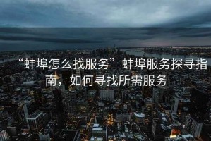 “蚌埠怎么找服務(wù)”蚌埠服務(wù)探尋指南，如何尋找所需服務(wù)