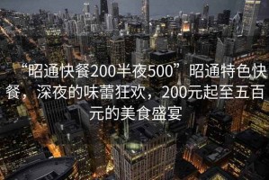 “昭通快餐200半夜500”昭通特色快餐，深夜的味蕾狂歡，200元起至五百元的美食盛宴