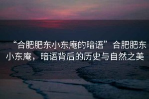 “合肥肥東小東庵的暗語”合肥肥東小東庵，暗語背后的歷史與自然之美