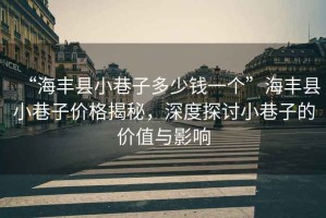“海豐縣小巷子多少錢一個(gè)”海豐縣小巷子價(jià)格揭秘，深度探討小巷子的價(jià)值與影響
