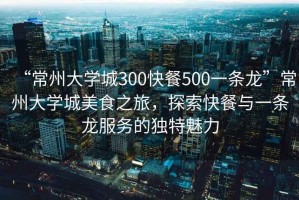 “常州大學(xué)城300快餐500一條龍”常州大學(xué)城美食之旅，探索快餐與一條龍服務(wù)的獨特魅力