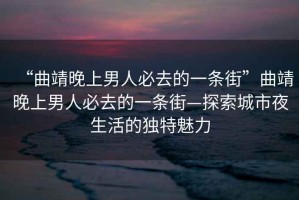 “曲靖晚上男人必去的一條街”曲靖晚上男人必去的一條街—探索城市夜生活的獨(dú)特魅力