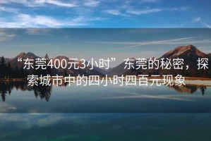 “東莞400元3小時(shí)”東莞的秘密，探索城市中的四小時(shí)四百元現(xiàn)象