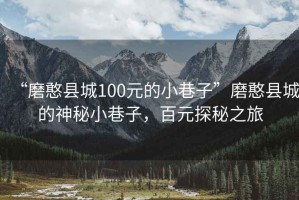“磨憨縣城100元的小巷子”磨憨縣城的神秘小巷子，百元探秘之旅