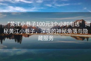 “黃江小巷子100元3個(gè)小時(shí)電話”揭秘黃江小巷子，深夜的神秘角落與隱藏服務(wù)