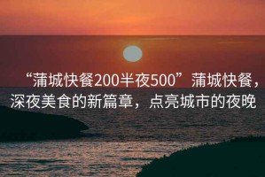 “蒲城快餐200半夜500”蒲城快餐，深夜美食的新篇章，點(diǎn)亮城市的夜晚