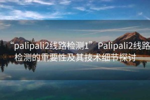 “palipali2線路檢測(cè)1”Palipali2線路檢測(cè)的重要性及其技術(shù)細(xì)節(jié)探討