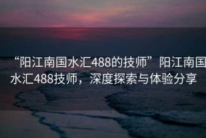 “陽江南國水匯488的技師”陽江南國水匯488技師，深度探索與體驗分享
