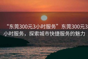 “東莞300元3小時(shí)服務(wù)”東莞300元3小時(shí)服務(wù)，探索城市快捷服務(wù)的魅力