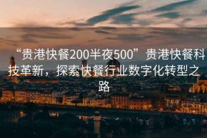 “貴港快餐200半夜500”貴港快餐科技革新，探索快餐行業(yè)數(shù)字化轉(zhuǎn)型之路
