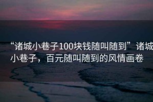 “諸城小巷子100塊錢隨叫隨到”諸城小巷子，百元隨叫隨到的風(fēng)情畫卷